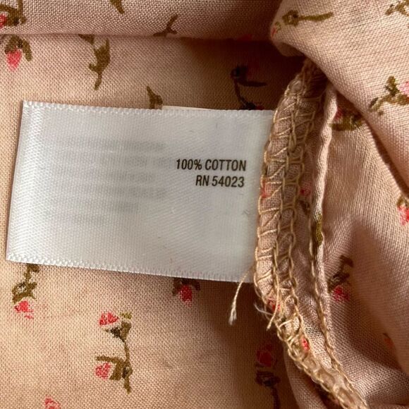 Old Navy Ditsy Floral Tan Red Button Up Long Sleeve Cotton Shirt Women Large NWT - Picture 8 of 14